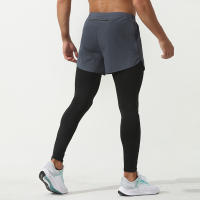 Pantalones de Compresión para Hombres 2 en 1 Leggings Deportivos con Bolsillo Trasero y Cremallera - details 4
