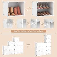 Zapatero de Plástico Portátil 8 Niveles, 32 Pares, Organizador para Armario, Entrada, Dormitorio, Pasillo Blanco, 2 x 8 - details 13