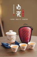 Cuenco cubierto de porcelana blanca de jade Yangzhi, fabricante de tazas Kuaike, juego de té de kung fu portátil para viajes al aire libre, regalo - details 0