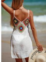 Vestido Vintage sin mangas con cuello en V para mujer, traje de baño recortado para playa y piscina, Verano - details 0