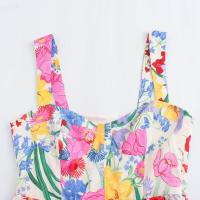 BUNO-Vestido de verano sin mangas para mujer, traje elegante con estampado dulce, tirantes, espalda descubierta, patchwork, playa y vacaciones - details 4