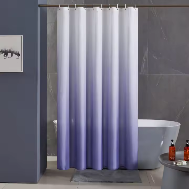 Cortina de de Tela de Poliéster 180 x 180 cm, Cortina de Ducha de Impresión Digital con Peso, Antimoho, Impermeable, Lavable, para Ducha y Bañera - 1