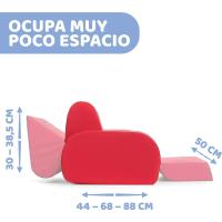 Infantil Convertible en Chaise Longue y Butaca, Sofá, 3 Configuraciones, Silla Cómoda y Ligera, Transformable, Puff Niños a Partir de 12 Meses, Color Rojo, 1 Unidad - details 2