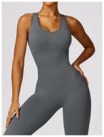Traje de Yoga sin Costuras Bodysuit de Exercicio Adelgazante Material de Nylon Patrón Sólido - details 21