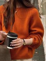 Suéter holgado Harajuku de manga larga para mujer, jerséis coreanos de otoño e invierno, prendas de punto, Tops suaves y cálidos, suéter liso elegante para mujer - details 0