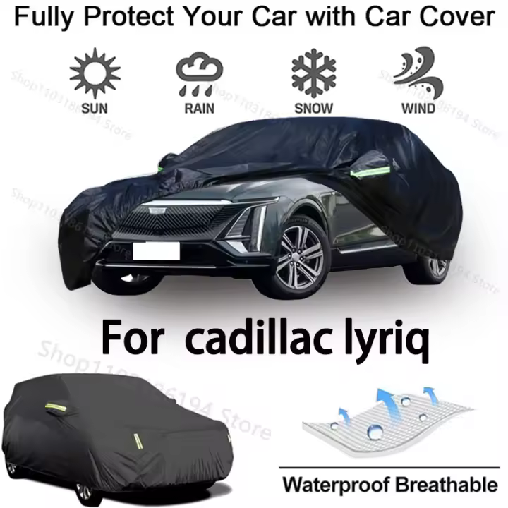 Funda completa para coche para Cadillac Lyriq, equipo de protección para exteriores, a prueba de nieve, protector solar, accesorios para automóviles impermeables y a prueba de polvo, negro - 1