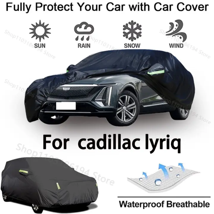 Funda completa para coche para Cadillac Lyriq, equipo de protección para exteriores, a prueba de nieve, protector solar, accesorios para automóviles impermeables y a prueba de polvo, negro - 1