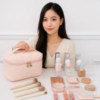Bolsa de maquillaje de gran capacidad para mujer, bolsa de baño de viaje cuadrada impermeable, bolsa de almacenamiento de cosméticos de mano con doble cremallera, bolsa de viaje - details 11