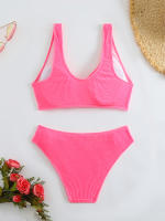 Bikini de cintura alta para mujer, traje de baño deportivo unicolor, traje de baño Sexy a rayas, ropa de baño para mujer, ropa de playa 2025 - details 26