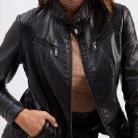 Chaqueta de cuero de imitación para mujer, abrigo de motociclista de moda, ropa de primavera y otoño - details 6