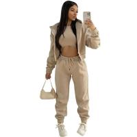 Conjunto de ropa de mujer de 3 piezas, suéter con capucha con forro polar, camiseta sin mangas y pantalones deportivos - details 10