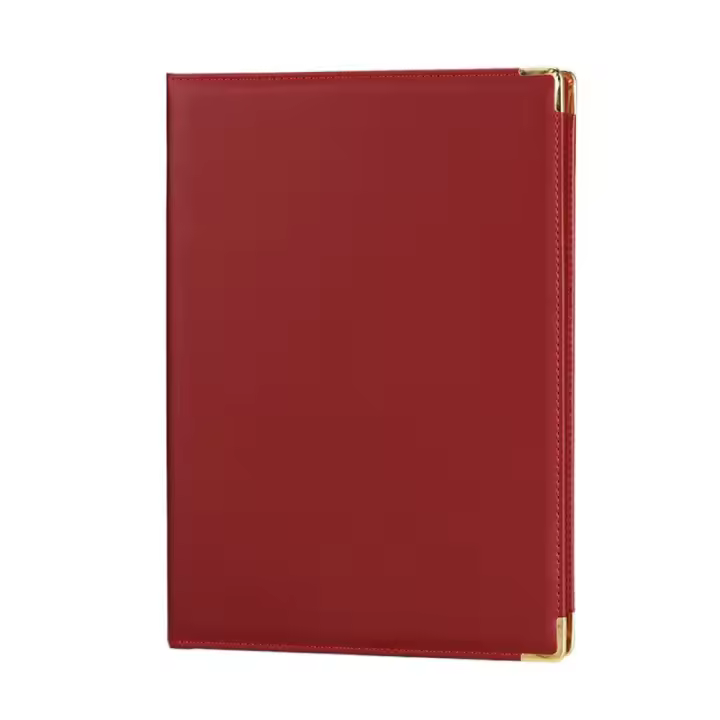 Carpeta de acuerdo A4 de cuero PU, protector sin inserciones, cubierta de certificado y diploma, bordes reforzados multifuncionales - 1