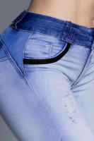 Pantalones vaqueros elásticos de cintura alta para mujer, jeans ajustados degradados, pantalones de pies pequeños - details 1