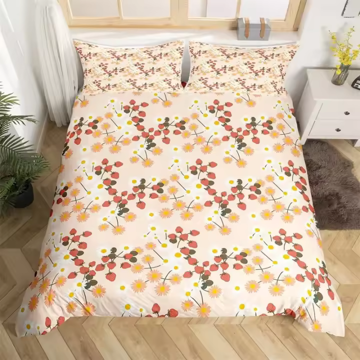 Juego de Ropa de Cama Impresa de Una Sola Cara 3PCS Cómodo para Animal, Planta, Flores, Hojas - 1