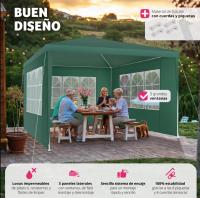 Carpa de Fiesta Robusta Paneles Laterales de 3x3 metros Pavilión de Jardín Impermeable con Estacas Apuntadas Verde - details 3