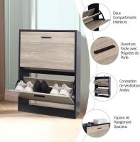 Mueble zapatero de 12 pares - Estantería de gran capacidad para vestíbulo o pasillo - (ancho) 60 x (profundidad) 24 x (alto) 80 cm - Madera clara blanca - details 92