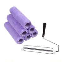 Juego de rodillos de pintura de 7 piezas con marco: funda de rodillo de metal y plástico de 9 pulgadas, longitud de cabello de 3/8 de pulgada, para pintura de paredes del hogar y eliminación de manchas - details 1