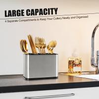 1 soporte para utensilios de acero inoxidable, resistente a la oxidación, duradero con compartimentos independientes para tenedores, cuchillos, cucharas y palillos, organizador moderno de utensilios de cocina, artículo de regalo ideal, soporte para utensi - details 1