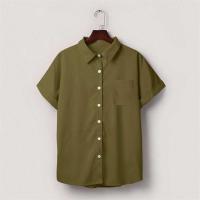 Blusa lisa de manga corta para mujer, camisa informal de un solo pecho, de moda - details 35