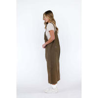 Moda desgastada suelta de pierna ancha cómoda correa casual Denim Overalls para mujer - details 11