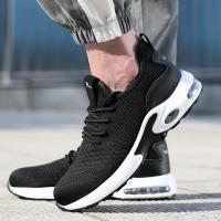 Zapatos de seguridad ligeros para hombre, zapatillas de trabajo con puntera de acero, zapatos protectores antideslizantes, antipinchazos, indestructibles, 2025 - details 2