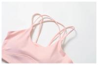 Sujetador de Yoga cruzado con espalda con fugas para mujer, Top deportivo ajustado a prueba de golpes de secado rápido para gimnasio, Top deportivo para correr al aire libre, camiseta sin mangas de Color sólido - details 15