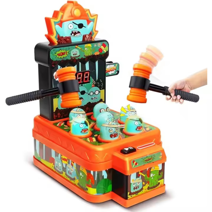 Juguetes de Juego de Arcade para Niños de 3 Años More Juego de Golpe Interactivo Juguetes de Martillo y Pistoleta Estilo de Dibujos Animados Zombie Divertido para Halloween - 1