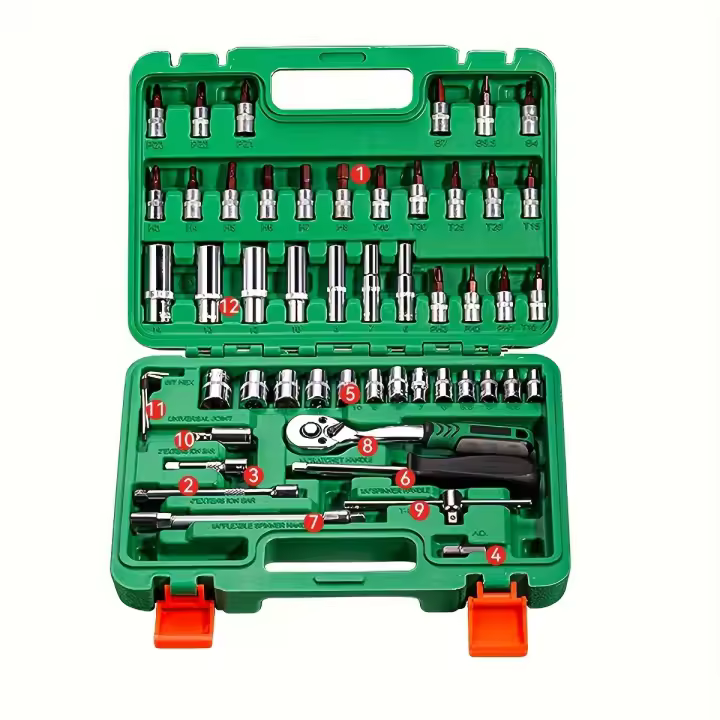 Conjunto de 72 dientes / 53 piezas de Llave de trinquete SAE y Metrica Hex Bit Socket Set Ratchet Wrench Set con Herramientas de mecánico para reparación de autos - 1