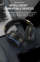 Auriculares inalámbricos con Bluetooth, audífonos plegables con Cable de Audio AUX de 3,5mm, opción de Cable para PC, juegos, música, luz de respiración RGB - details 12