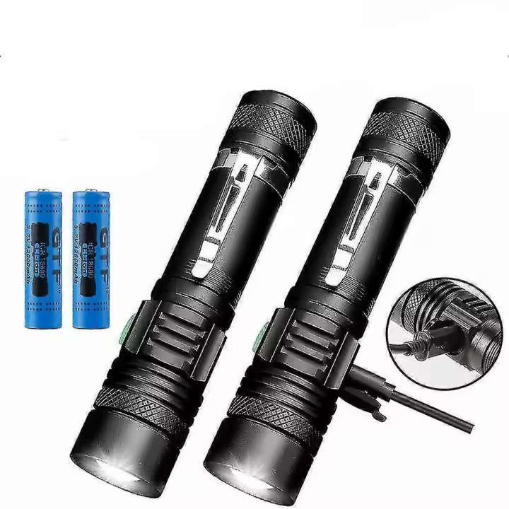 Paquete de 2 linternas Shadowhawk de 20000lm, linterna táctica Led recargable por USB T6 - 1