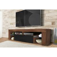 Mueble TV Moderno/Mesa TV/Mueble para Salón / 140 cm (sin LED, Nogal/Negro Brillante) - details 1