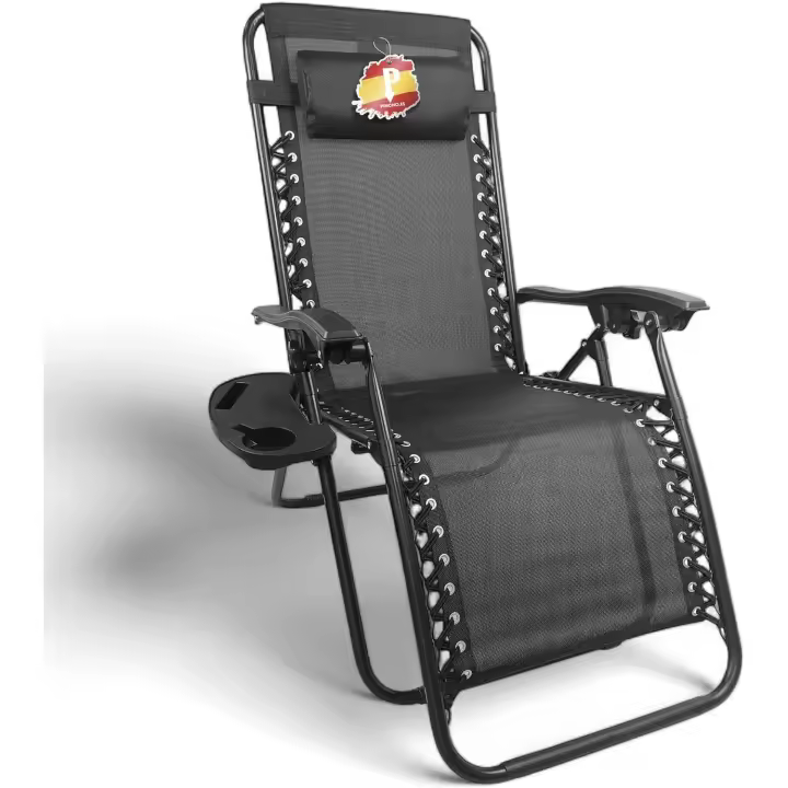 Sillon Gravedad Cero, Sillones Plegables, Hamaca, Silla Jardin Exterior, Terraza, Camping, Acero Ligero, Portavasos Incluido. - 1