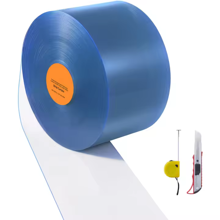 SucceBuy Cortina de tiras, 82' de largo x 8" de ancho x 0,08" de espesor, rollo a granel de puerta de tira de cortina lisa de PVC transparente, tiras de puerta de plástico para puertas de supermercado, garaje, almacén, granero, casa de animales - 1