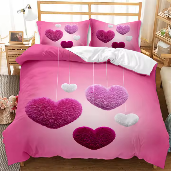 Juego de funda nórdica de estilo británico, juego de cama pequeño y fresco con dibujos animados I Love Paris para chico y adolescente, funda de edredón de escena de calle de París de poliéster - 1