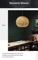 [1 año de garantía] Lámpara de araña de ratán con forma de nido de pájaro y personalidad creativa de TOMAX, estilo rústico, estilo retro, para restaurante, hotel o cafetería - details 1