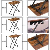 Mesa Plegable Ajustable de Altura Estilo Rústico Marrón Ideal para Sofá y Escritorio Portátil - details 3