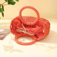 Bolso de playa de media luna de vid de hierba tejido a mano, bolso de hombro hueco de verano para mujer de gran capacidad - details 11