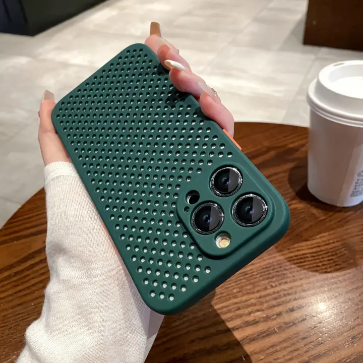 Fundas de Protección Transpirables de Malla de Lujo para Verano con Diseño de Bloques de Colores y Antigolpes para iPhone 15, 14, 13, 12, 11 Pro Max y 15 Plus - Accesorio para Teléfono - 1