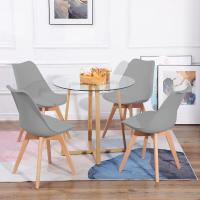Juego de Mesa de Comedor y Sillas, 1 Mesa Redonda de 80 cm + 4 Sillas Blancas, de Diseño Nórdico - details 70