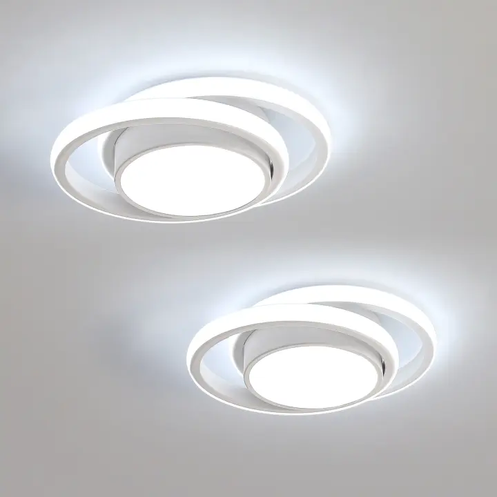 Goeco Lámpara de techo LED Doble redondo blanco 32W 27*22*6CM 15CM Luz blanca 220V 6500K - 1