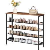 Zapatero, Zapatero de 6 Niveles, Estantería para Zapatos, Estantes de Malla Ajustables, para Entrada, Pasillo, Dormitorio, Estructura Metálica, Marrón Rústico y Negro - details 11