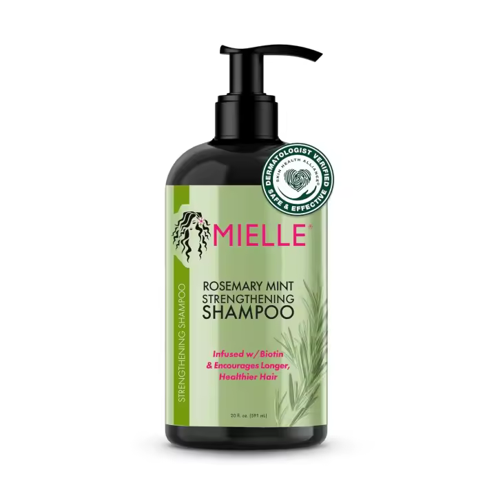 Mielle Organics Champú fortalecedor de menta y romero con biotina, limpia y ayuda a fortalecer el cabello débil y quebradizo, 12 - 1