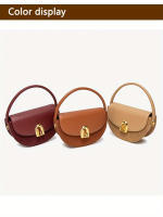 Bolso de sillín para mujer - Bandolera ajustable con herrajes en tono dorado, marrón y beige, perfecto para desplazamientos y salidas informales, elegante diseño de media luna, forro de poliéster duradero - details 2