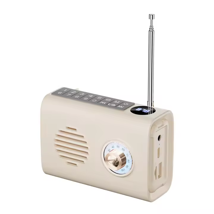 Mini FM Radio Portátil Radio Solar Altavoz Bluetooth en Aire Libre con Luz Collide Soporte Manos Libres Llamando-A - 1