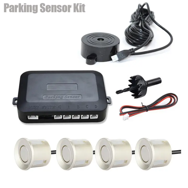 Radar de aparcamiento para coche, Kit de Sensor de aparcamiento Universal de 12V y 22mm, 4 sensores, zumbador, Radar de respaldo inverso, indicador de alerta de sonido, sistema de sonda - 1