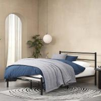 Cama Geraldine 135x190 cm - Altura 30cm - Marco de la cama de plataforma de metal con cabecero y piecero - Negro - details 4