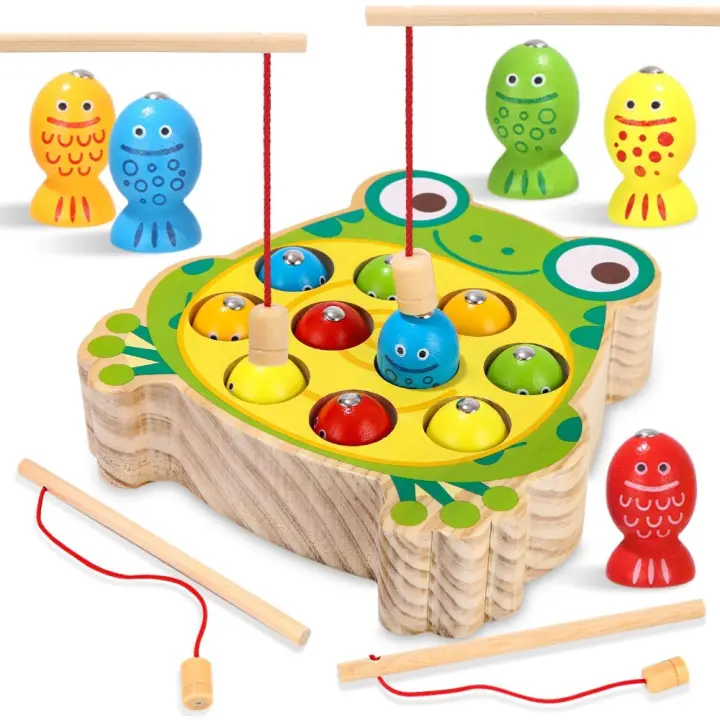 Juegos de Pesca Magnéticos de Madera Regalo Educativo para Niños de 3 a 5 Años Juguetes de Madera - 1