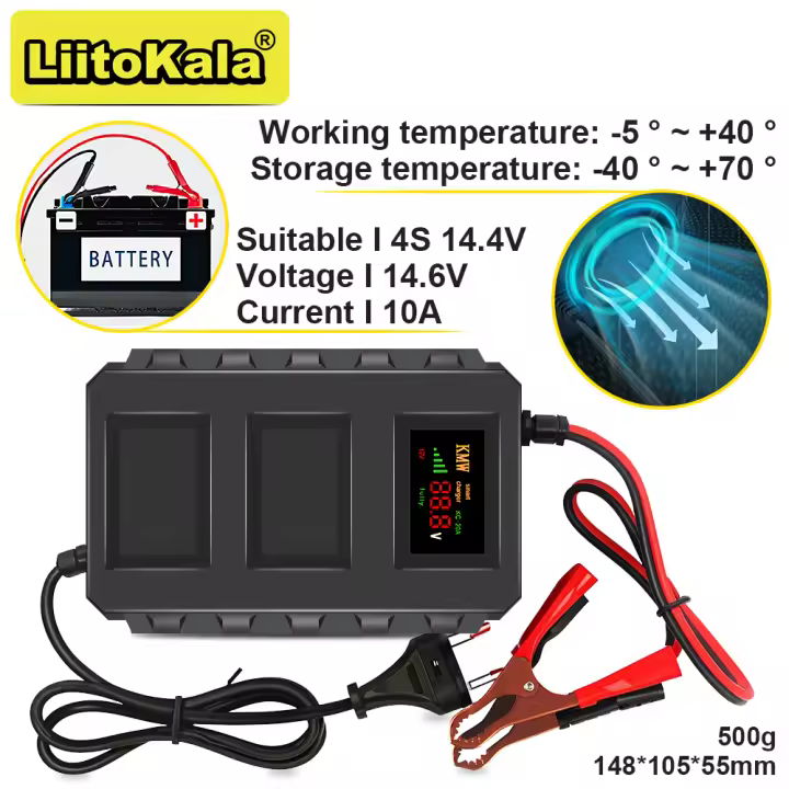 LiitoKala Cargador de Batería LiFePO4 4S-14,6V20A Carga Inteligente Paquete de Batería - 1
