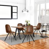 Juego de 4 sillas giratorias de ante para comedor con asiento acolchado, sillas de diseño para salón o cocina, con patas de metal negro, marrón - details 1