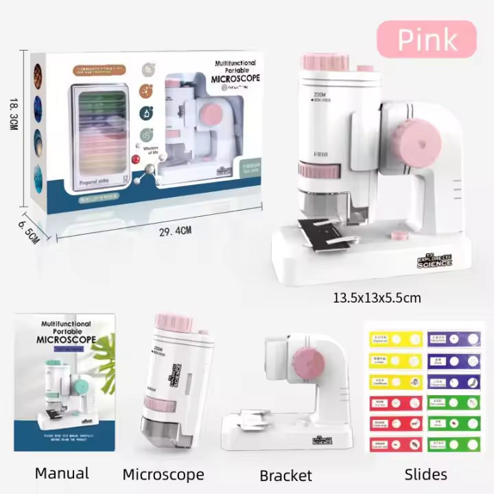 Porta Microscopio Biológico Set 60x-200x Exploración de Microbiología para Estudiantes de Primaria Material de Estación y Manualidades - 1